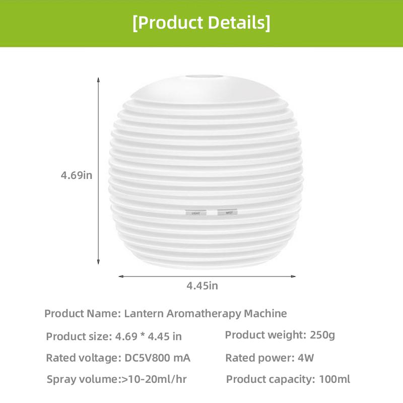 Mini humidifier, lantern aromatherapy diffuser humidifier, compact and portable, 7-color LED night light, quiet fog for office, yoga, car, bedroom and home decoration