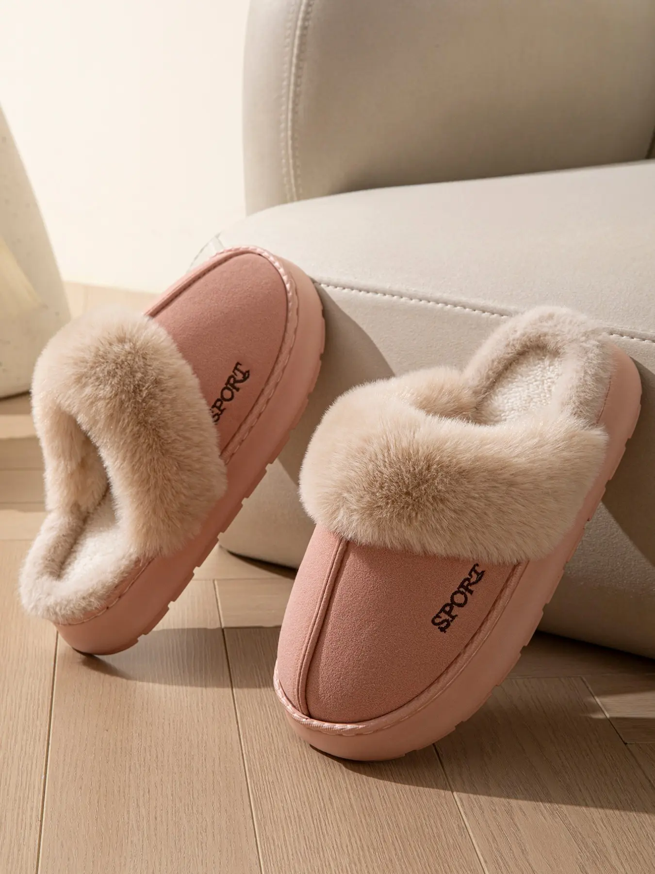 Large Size Plush Slippers for Men and Women, Winter Indoor Outdoor Wear, Thick Sole Fuzzy Toe Home Shoes, 2026 New Arrival