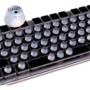 ​Raised Keyboard Stickers for Long Nails, Bling Keyboard Bubbles for Women with Letters, Soft Silicone Nail Art Typing Keycaps for Desktops (Clear, 64pcs)