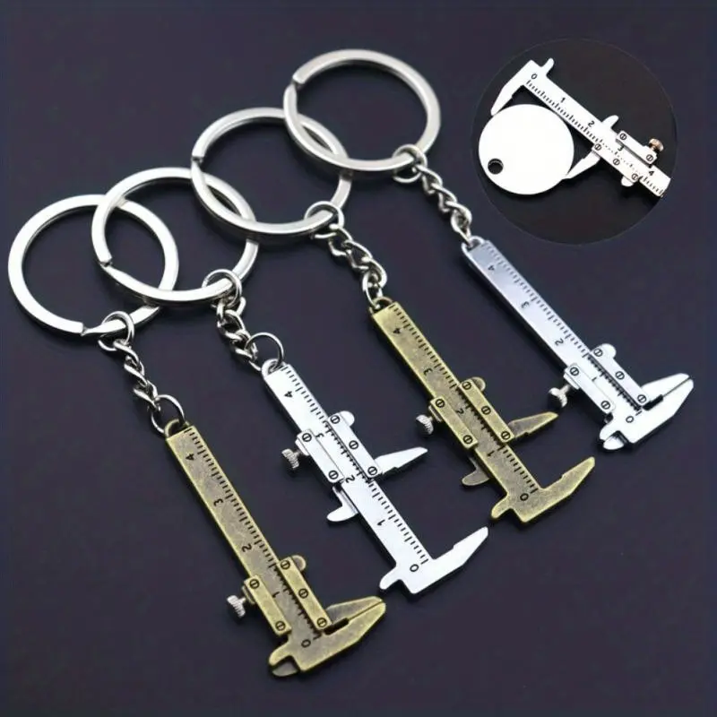 Portable Mini Caliper Tools Key Ring, Alloy Vernier Caliper Key Chain, Measuring Gauging Tools, Compact Ruler Ornament
