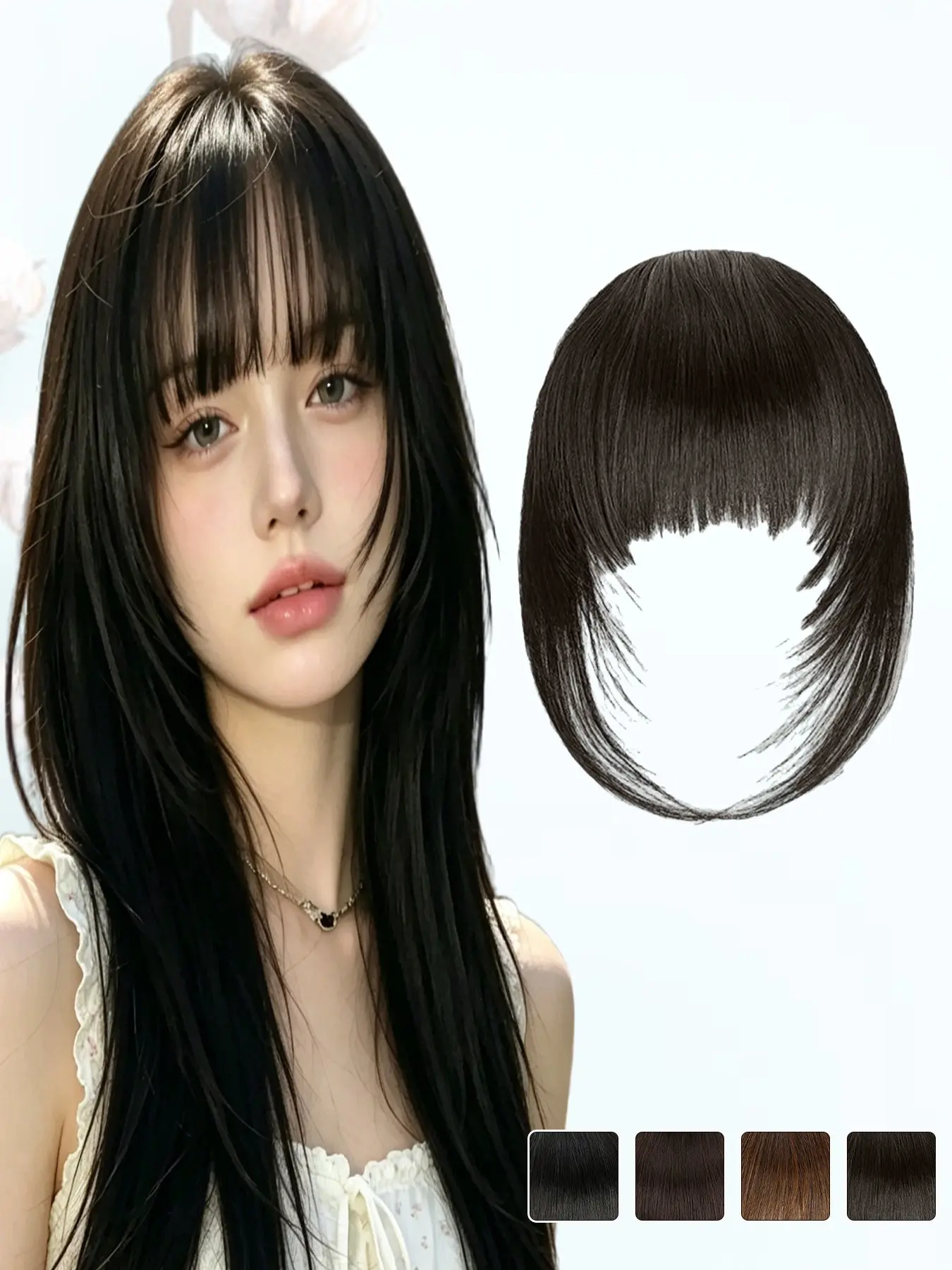 KAIRIYA Invisible Side Bangs Hairpiece: Medium Thickness Straight Fringe Extension, Secure Clip-In Design, Lightweight Natural Face Shaping Solution for Women Holiday Party & Daily Extended Comfort Wear