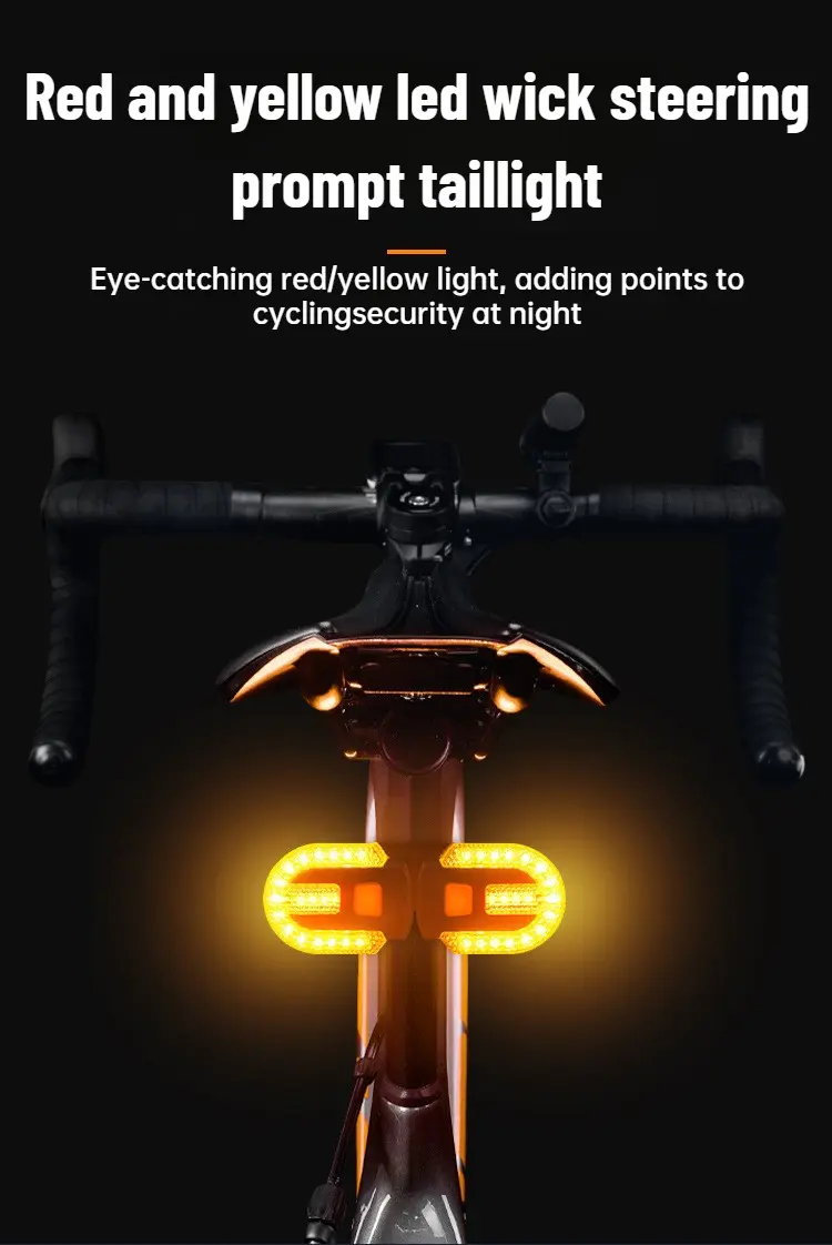 1825 Bicycle Turn Signals with Alarm - USB Charging Controller, Split/Integrated Rear Tail Light, 5 Modes, Waterproof Strobe, Front/Rear Mountable, Portable Bikes Lights & Reflectors