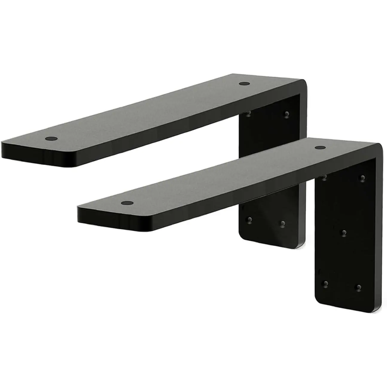 Countertop Support Bracket 14 Inch 2 Pack 3/8" Thick Black Heavy Duty Granite Support Bracket 14"x6"x2.5" L Shape Iron Metal Support for Granite Quartz  Laminate Countertops