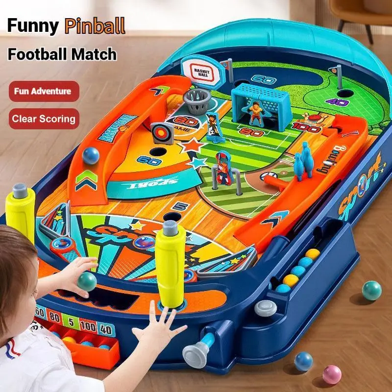 Kids Pinball Table Game, Two-Player Action Toy, Marble Battle, Hand-Eye Coordination, Parent-Child Learning, Fun Gift for Child