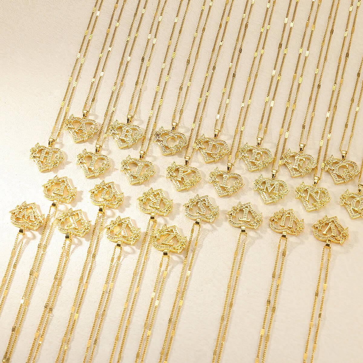 Summer women's heart-shaped necklace, stainless steel necklace with diamond and floral decorations, suitable for girls' daily fashion wear