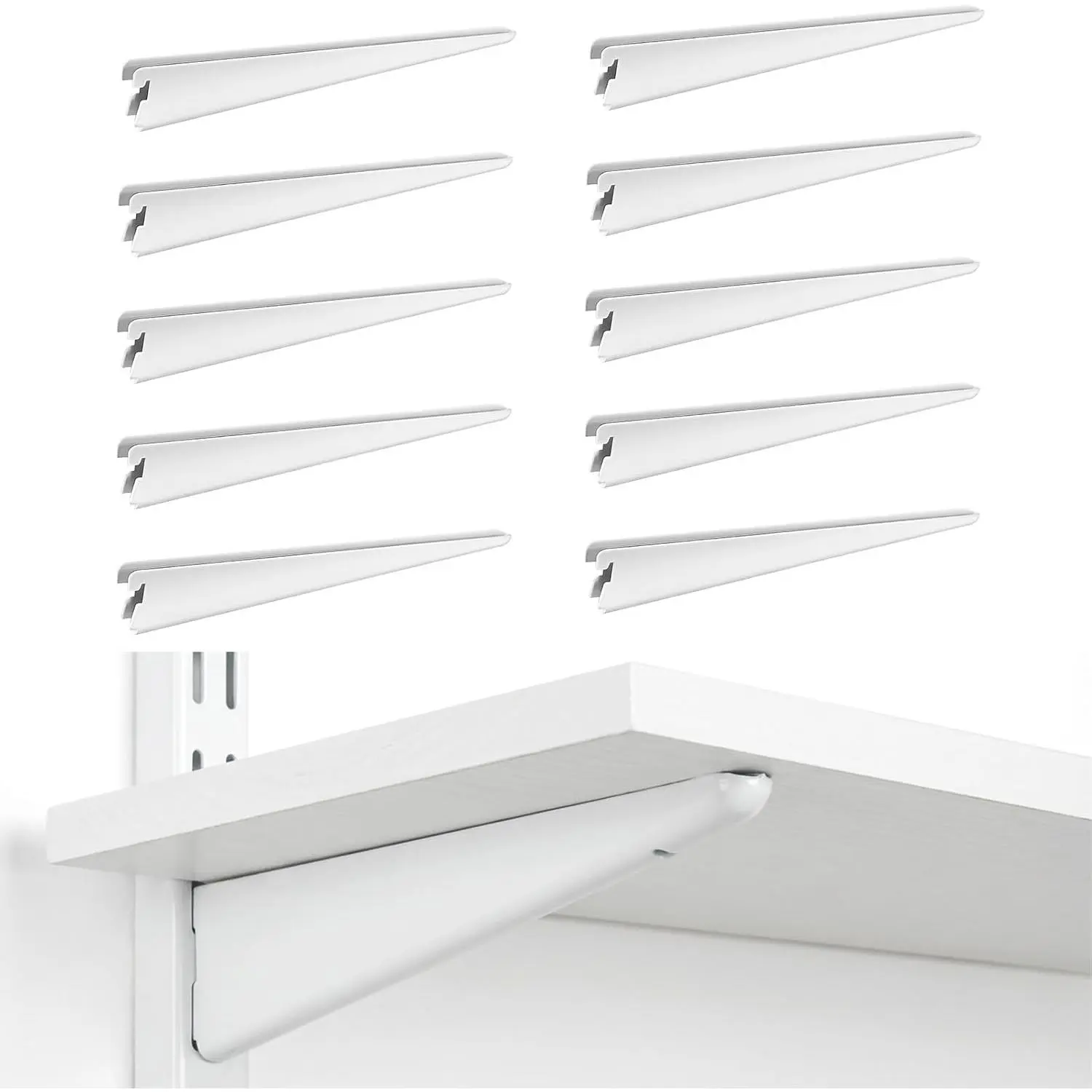 Pack Adjustable Shelf Brackets Shelving Brackets Heavy Duty, Double Track System Metal Stand, Metal Upright Track Stands for Adjustable Closet Systems Closet Organization, 11.5 Inches
