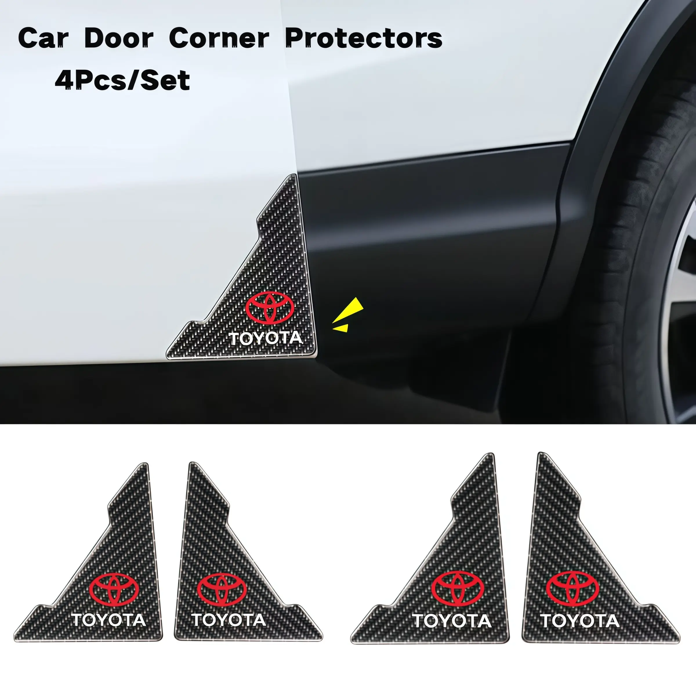 4pcs Car Door Corner Protectors, Sport Style Door Guards, Toyota Compatible, Auto Decoration Accessories, Durable & Stylish