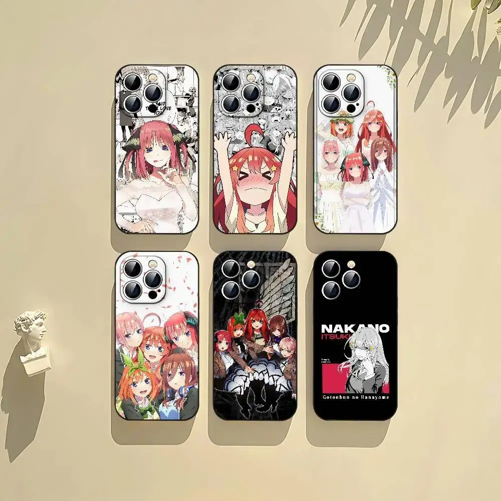 The Quintessential Quintuplets Anime Phone Case Romance Manga Aesthetic Black Protective Cover Compatible with iPhone 11-17 Pro Max/Plus & Samsung Galaxy S23-S25