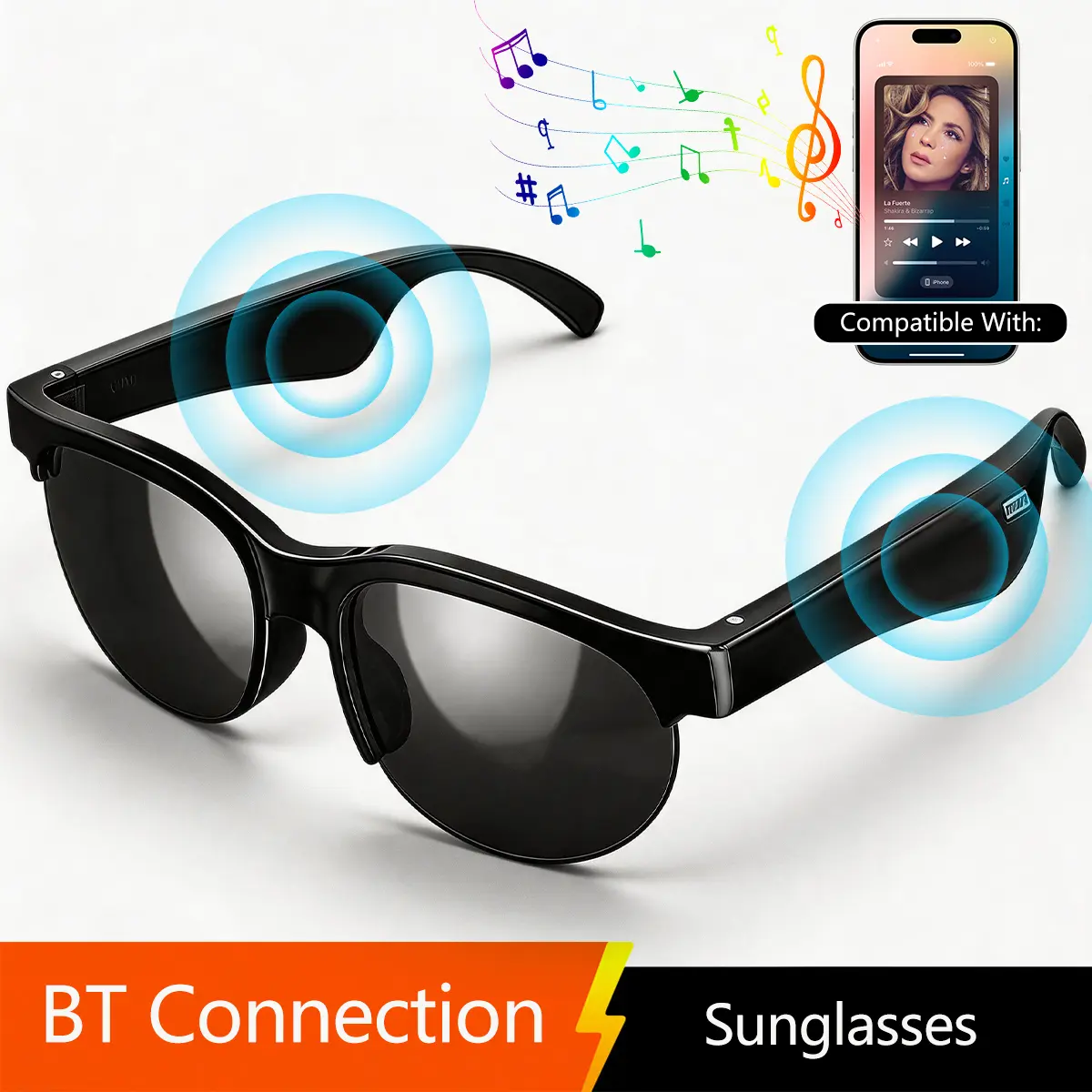 Unisex AI Smart Glasses, Smart Bluetooth Sunglasses with Premium Sound & Hands-Free Calling | Polarized Lenses & UV Protection for Outdoor Sports, Travel and Driving
