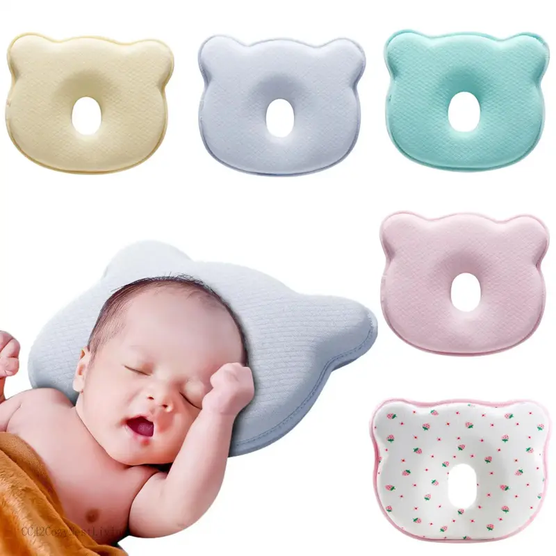Unisex Memory Foam Portable Baby Pillow Hypoallergenic Prevent Flat Head Neck Support for Infant Sleeping Soft and Cozy Breathable for Bebe TravelCC42CozyNestLiving