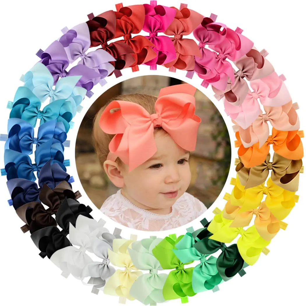 Headbands 6 Inch 30 Colors Boutique Grosgrain Ribbon Hair Bows Big Baby Girls Bows Headbands for Baby Girls Infants Toddler Kids Teens and Children, Baby Items, Baby Stuff For Girl