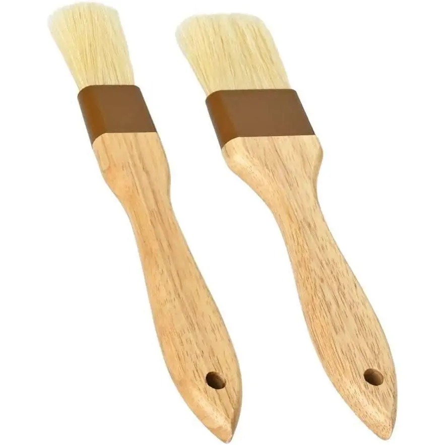 2 count Pastry Brush,  Bristle Basting Brush for Cooking and Baking,  BBQ Brushes for Butter, Oil, Egg, Sauce, Turkey, Marinade and Kitchen  by