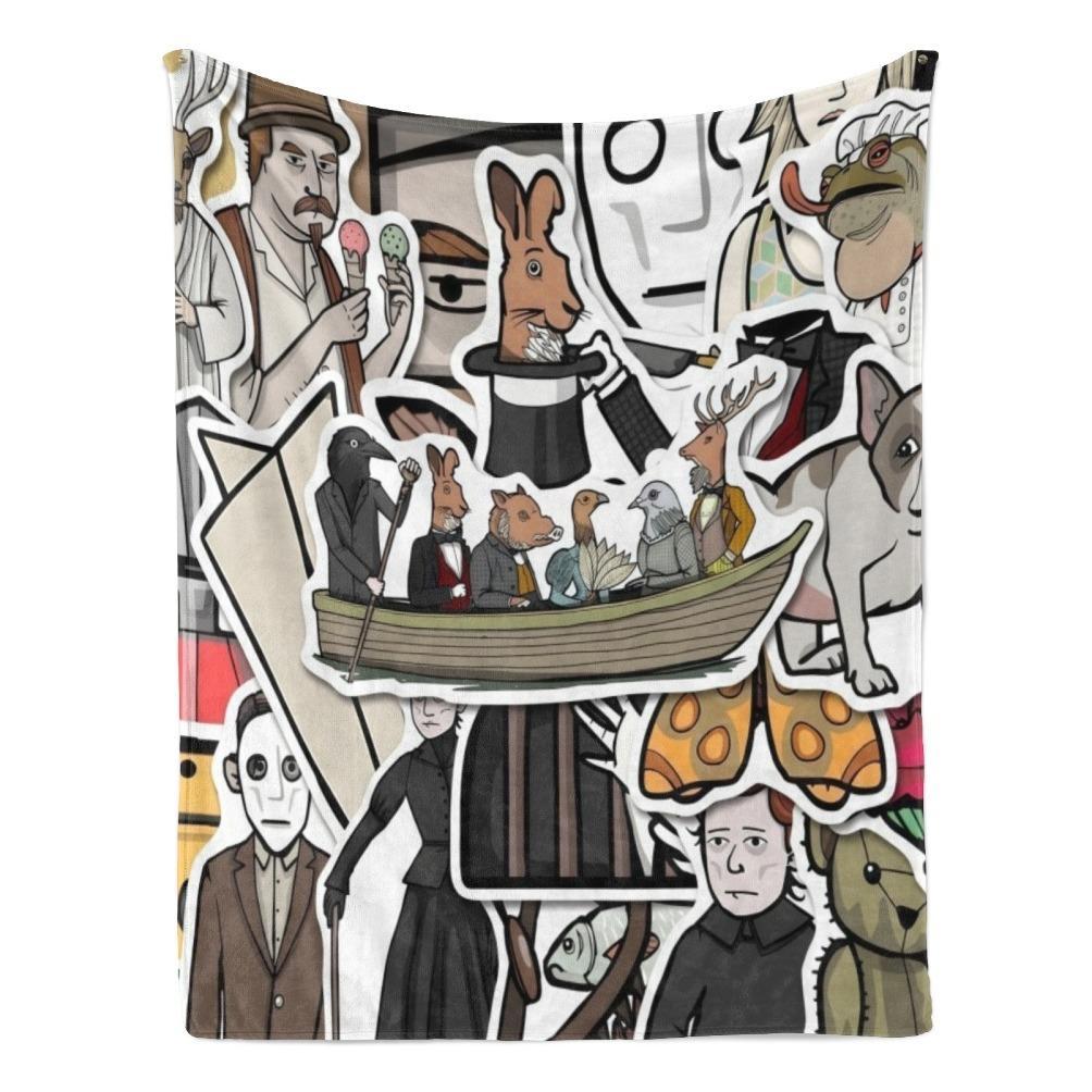 Rusty Lake Theme Flannel Blanket Surreal Mystery Game Throw Soft Cozy Plush Blanket for Couch Sofa Bed Indie Puzzle Art Aesthetic Home Decor Lightweight Travel Blanket Gamer Fan Collection Gift All Season Comfort Decorative Bed Cover