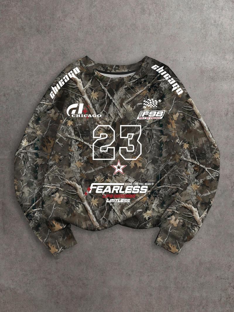 Unisex's All Over Plants Print Sweatshirt, Regular Fit Casual Long Sleeve Round Neck Pullover for Fall & Winter, Unisex's Clothes for Daily Wear