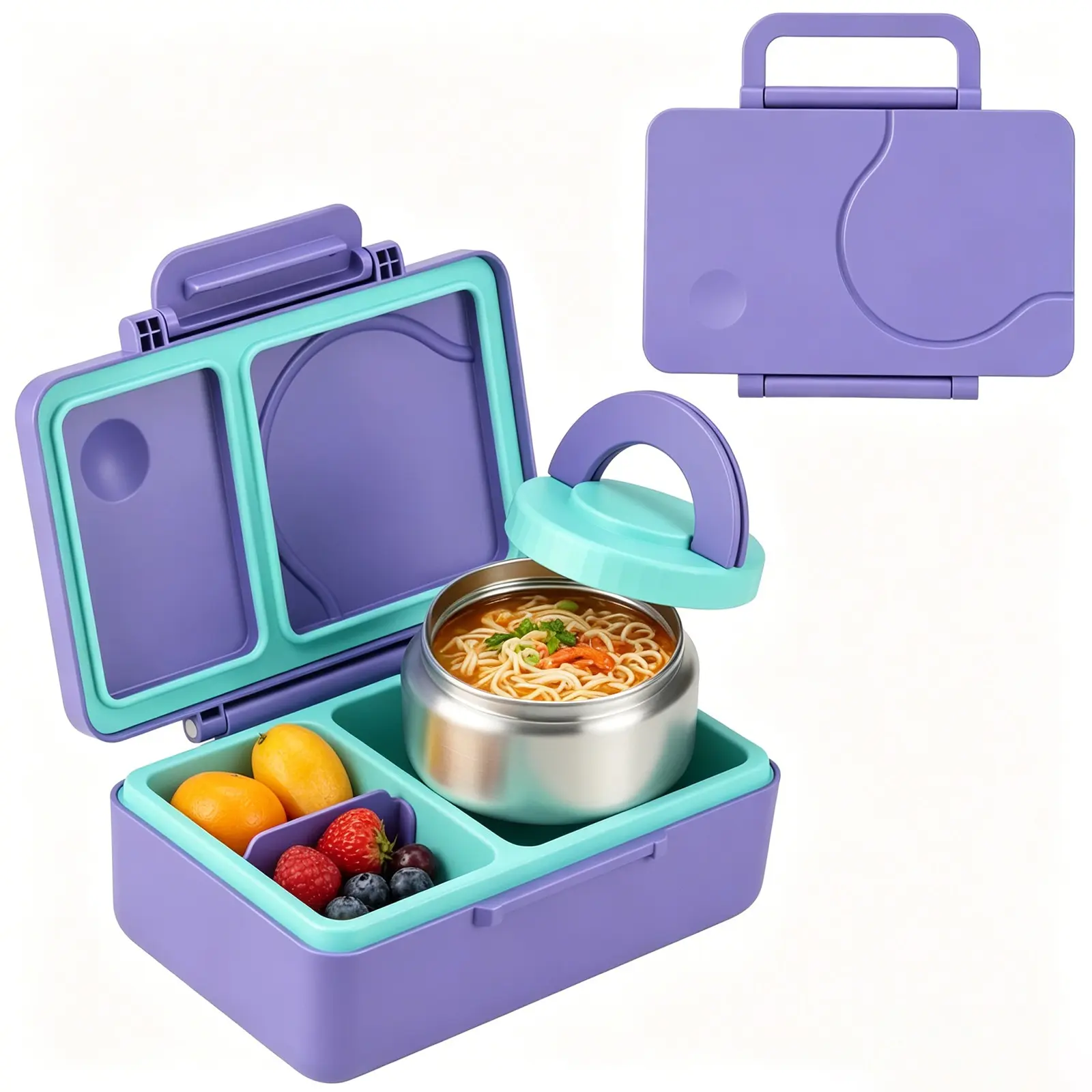 Lunch Box with Stainless Steel Insulated Soup Bowl, Durable Food Container for Kids, Perfect for School Meals & Picnics