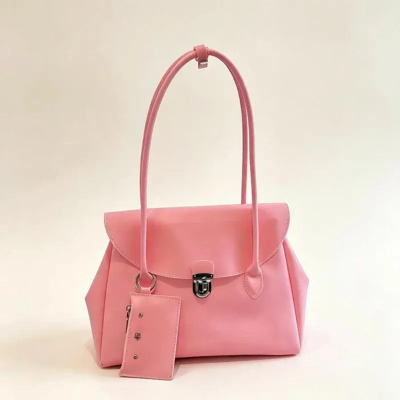 Korean Style Flap Jelly Tote Bag Large Capacity Commuter Shoulder Bag Underarm Handbag Soft Candy Color Casual Daily Work Bag