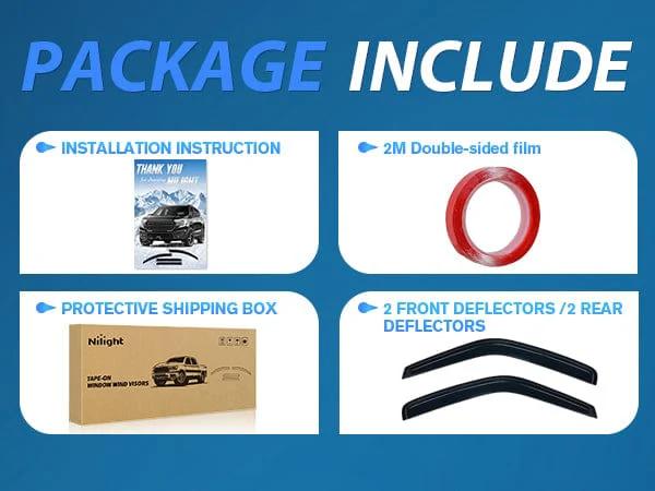 Nilight Rain Guards for Toyota Tacoma Double Cab 2005-2015 2010 2011 2012 2013 2014 2015, Out-Channel Window Visors Vent Wind Deflectors-4PCS