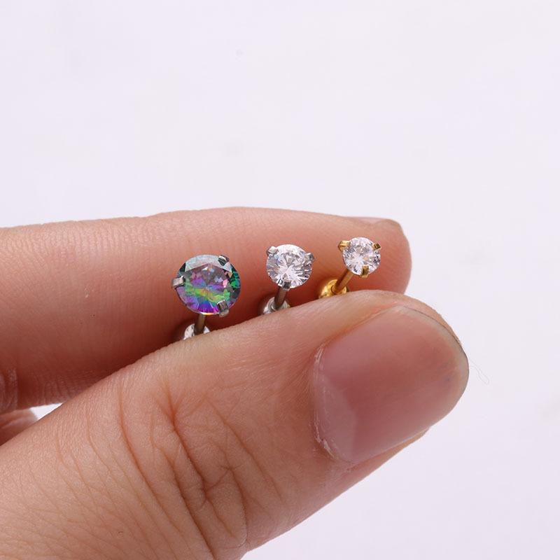 12 Pairs 16G Multi-Size CZ Stud Earrings Set, 316L Stainless Steel Screw Back Earrings, Hypoallergenic Cartilage Studs for Women Men (2mm-5mm)