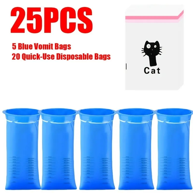 25-Pack Disposable Vomiting Bags, Leak-Proof Odor-Free Portable Emergency Bags, Large Capacity Durable Pe Travel Bags, Travel Accessory for Cars, Planes, Trains, Pregnant Women, Motion Sickness, Long Trips