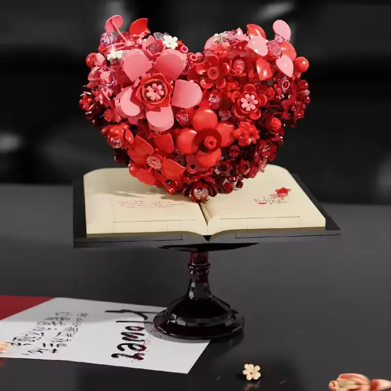 772pcs DIY Heart Flower Puzzle Blocks, Eternal Flower Fairy High Aesthetic Handmade Desktop Model, Educational Toy for Ages 12+