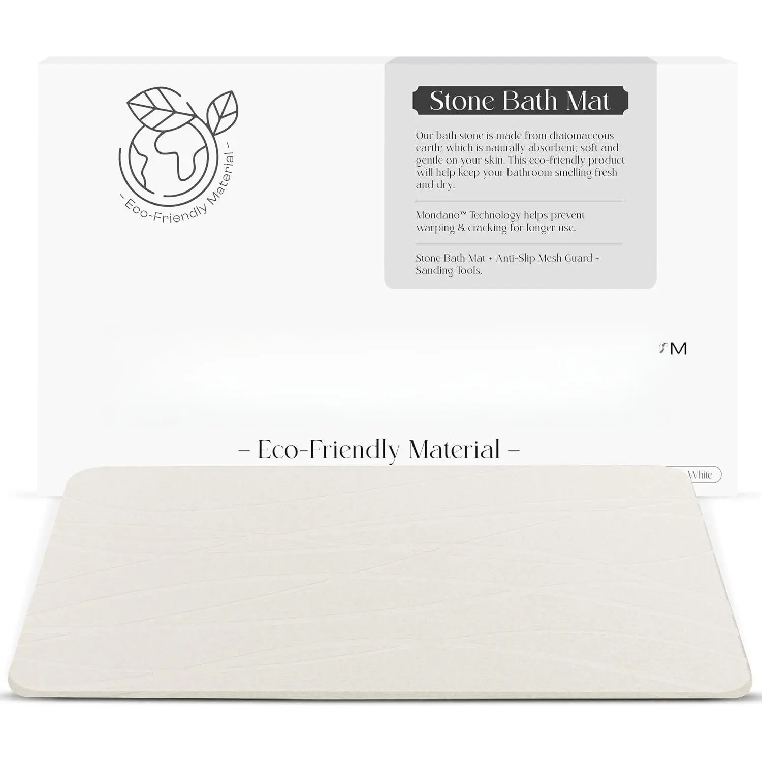 Stone Bath Mat, Diatomaceous Earth Shower Non Slip Bathroom Mat Quick Dry Stone Mat, Stone Dish Drying Mat, Stone Bath Mats for Bathroom, Diatomaceous Earth Hard Rug (Pebble White)