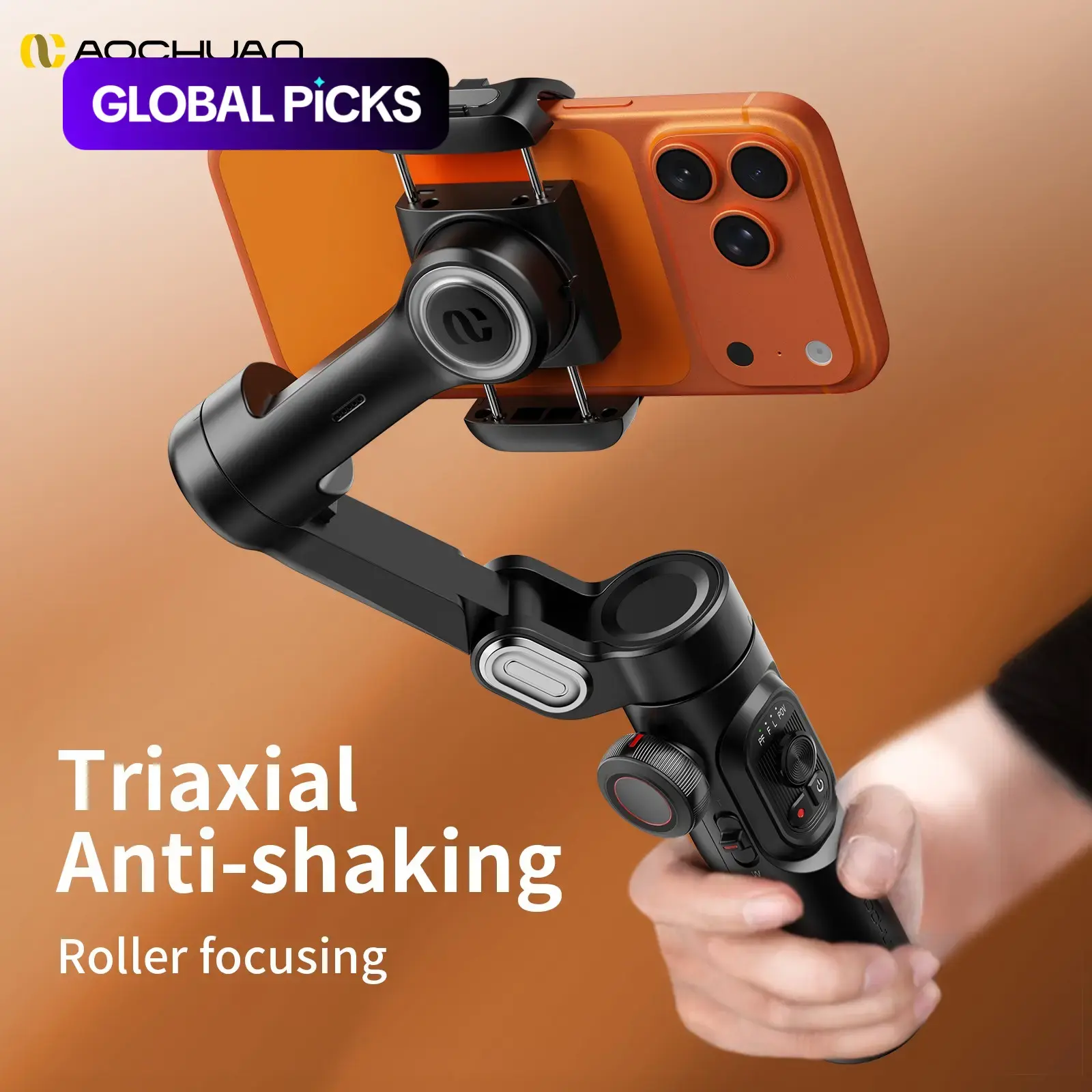 Foldable Phone Stabilizer, 1 Count 3-Axis with Focus Wheel, Vlog Stabilizer for iPhone 15/14/13/12 Pro Max & Android, Handheld Gimbal for Vloggers, Smartphone Selfie Accessories #GLOBAL PICKS