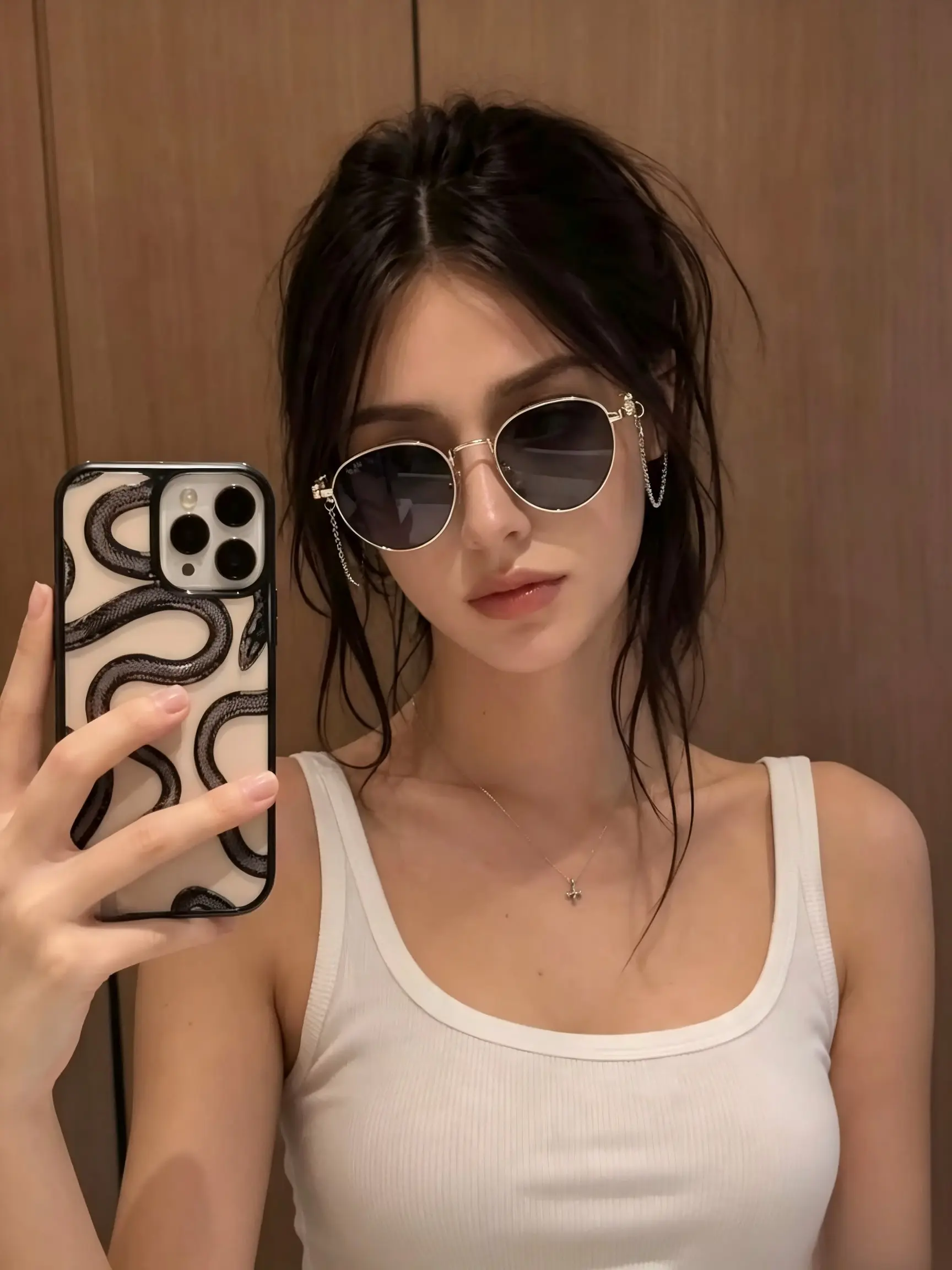 Fashionable European and American Style New Vintage Luxurious Trendy Glasses, Rhinestone Embellished Bold Chain, Hot Girl Sunglasses for Women