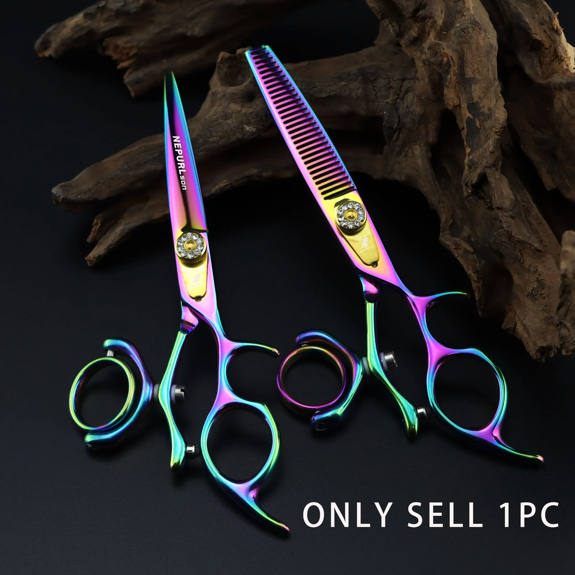 5.5 Inch Colorful Handle Hair Cutting Scissors, 360° Rotating Handle, Stainless Steel, Fine-Tooth, Right-Handed, Hand-Finished