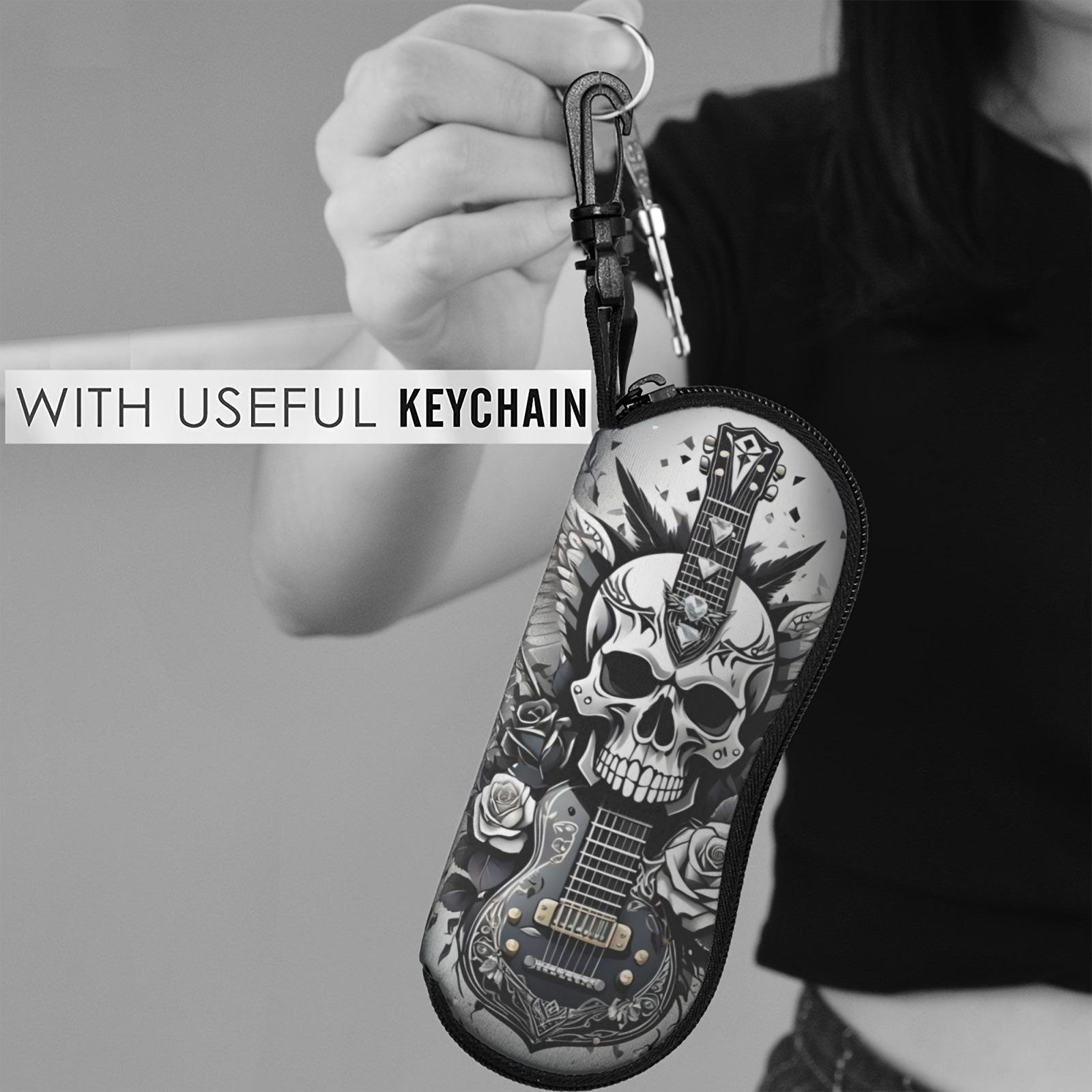 Skull Print Hard Glasses Case, Portable Eyeglasses & Sunglasses Storage Box, Perfect Daily Gift