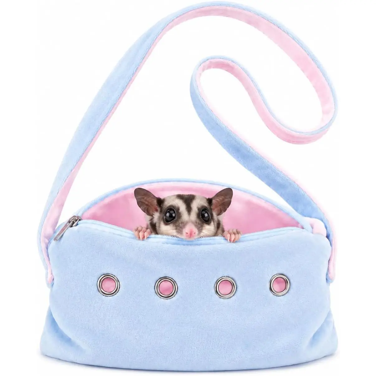 Sugar Glider Bonding Pouch Small  Carrier Bag Sling with Strap Critter Cuddler for Gliders Ferret, Rat, Hedgehog, Hamster Outdoor-Blue