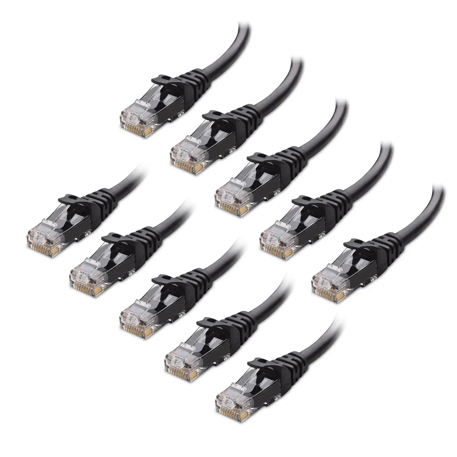 10-Pack 10Gbps Snagless Cat 6 Ethernet Cable 10ft Black