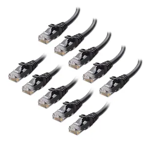10-Pack 10Gbps Snagless Cat 6 Ethernet Cable 10ft Black