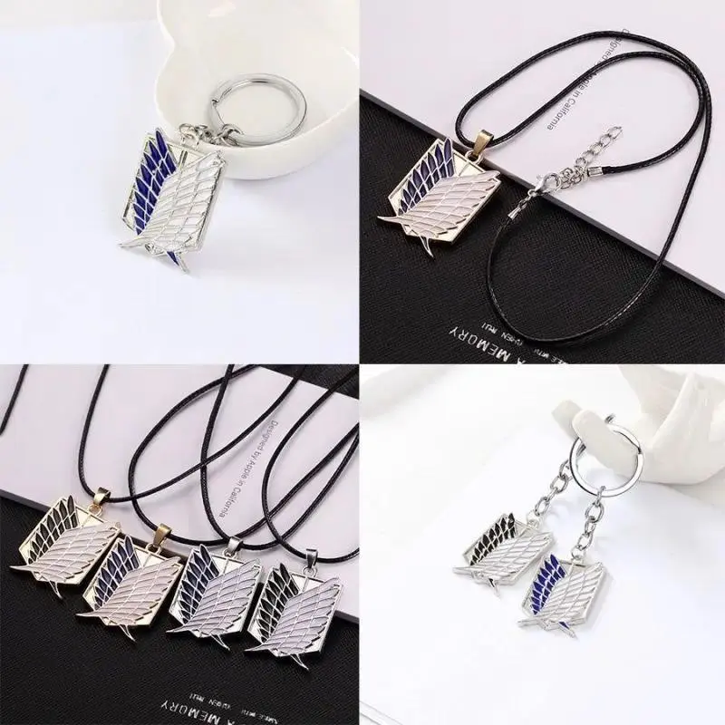 1 Pair Anime Attack on Titan Wings of Freedom Investigator Logo Alloy Pendant Jewelry  Necklace Party Accessories
