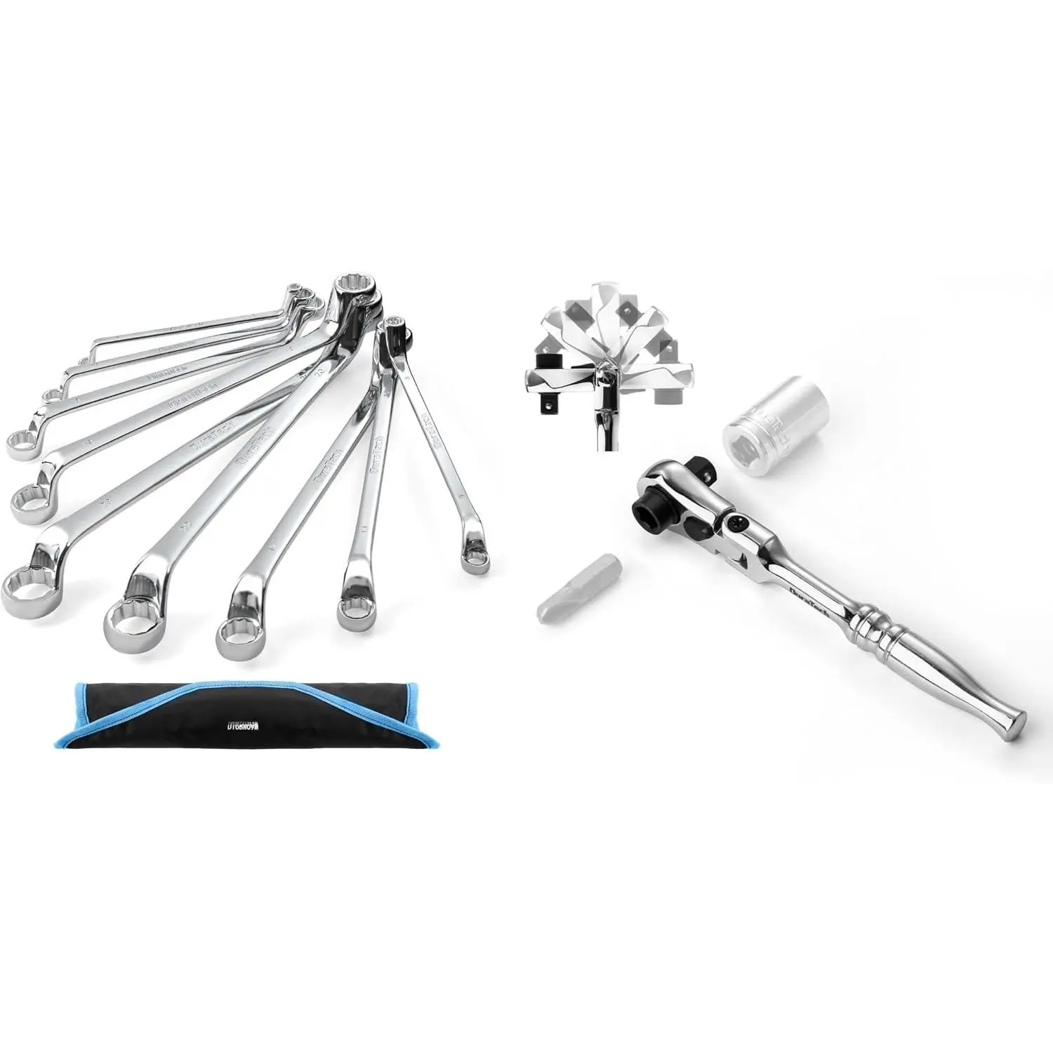 9- Offset Box Wrench Set&1/4" Drive Ratchet Handle, 2 in 1 Flex  Ratchet