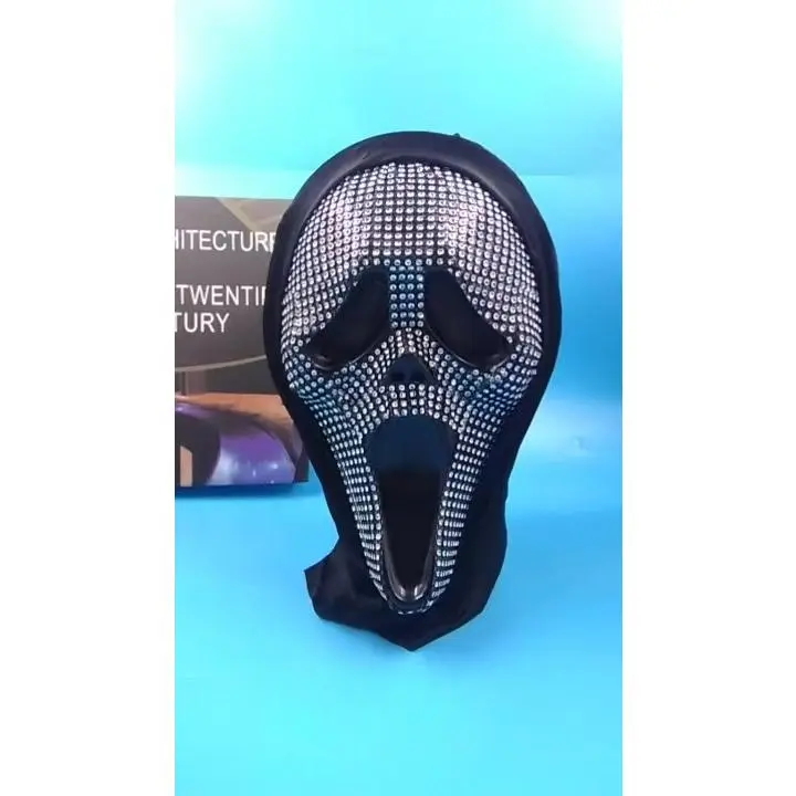 Sparkly Diamond Face Mask - Scary Horror Creepy Screaming Design, Comfortable Lightweight Halloween Easter Cosplay Party Prop, Fashion Clothes Face Covering Accessory
