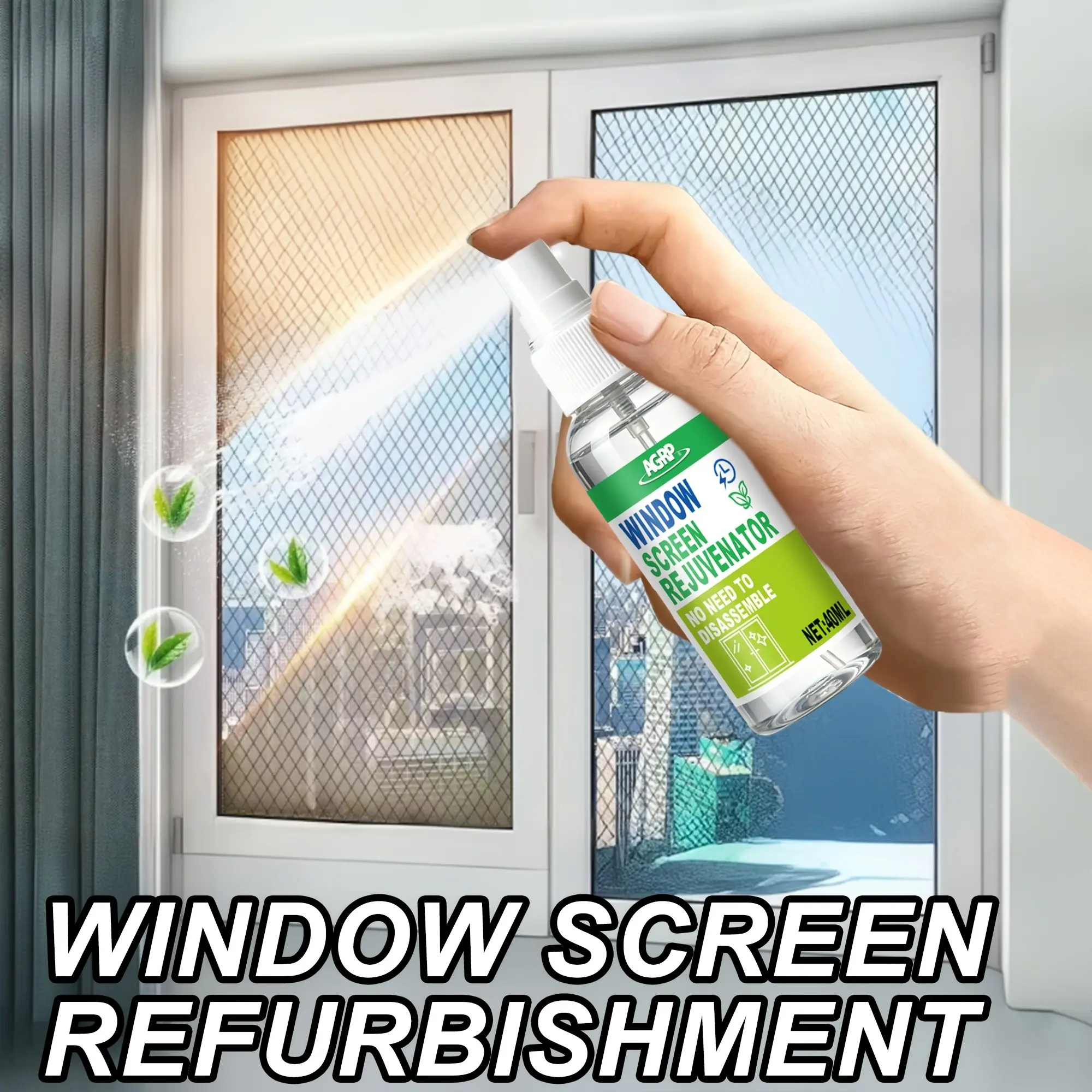 Window Screen Cleaner Spray | No Removal Required | Multi-Purpose Dust Remover for Mesh Screens, Frames & Net Grime
