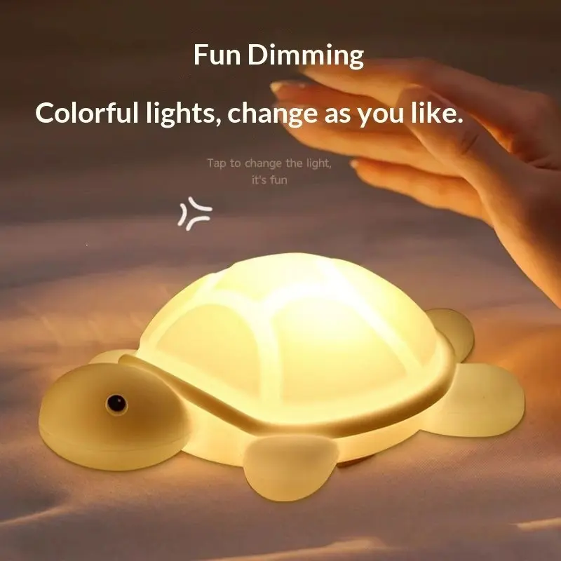 1pc Creative Cartoon Pendant Turtle Night Light Atmosphere Light, Turtle Silicone Patting Light, USB Charging, Dual Use Turtle Pendant Decorative Light - Suitable as a Small Gift for People