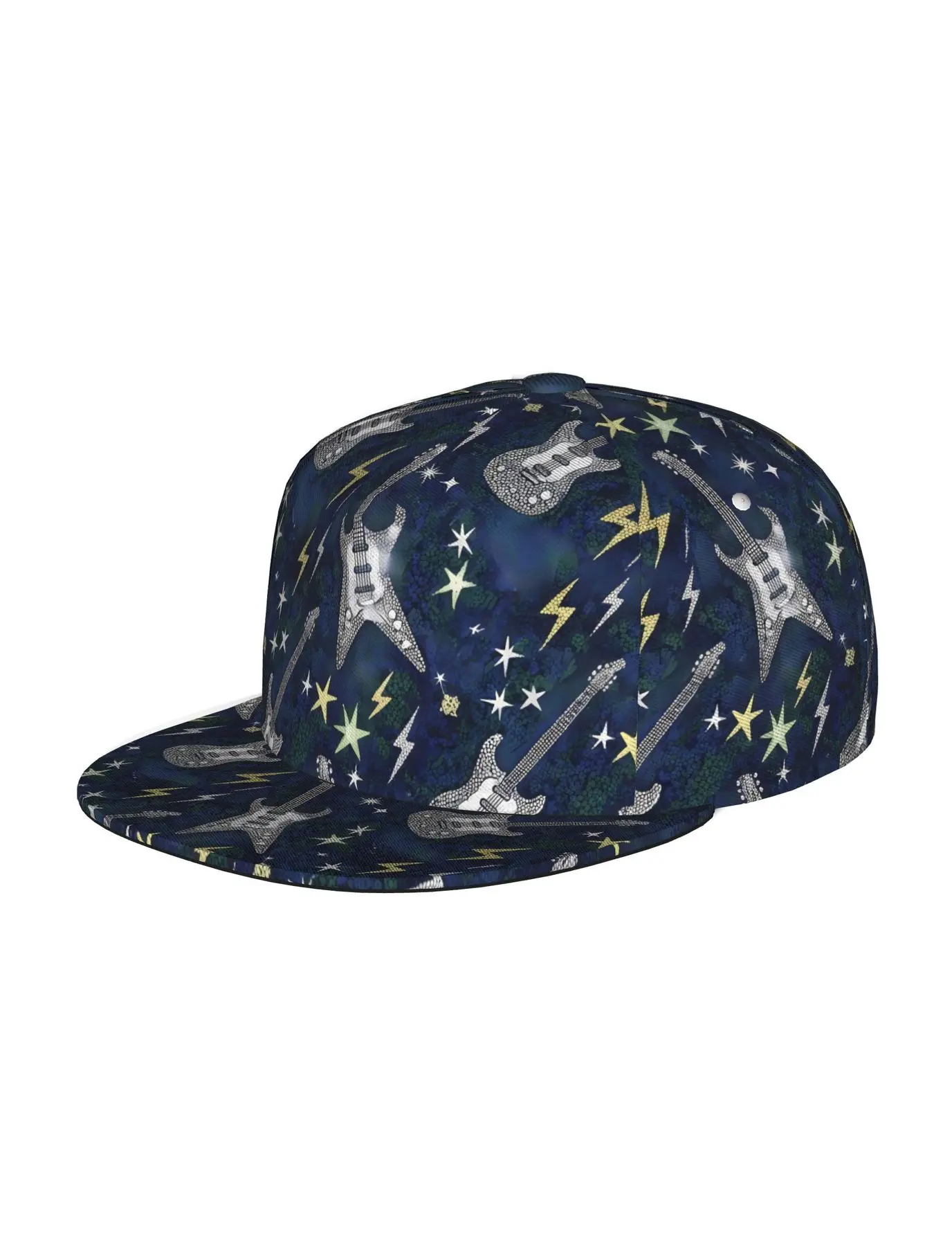 Guitar lightning stars pattern, Unisex baseball cap, adjustable back buckle trucker cap, party baseball cap, punk-style sun hat, suitable for skateboarding, dancing and outdoor sports, all year round.