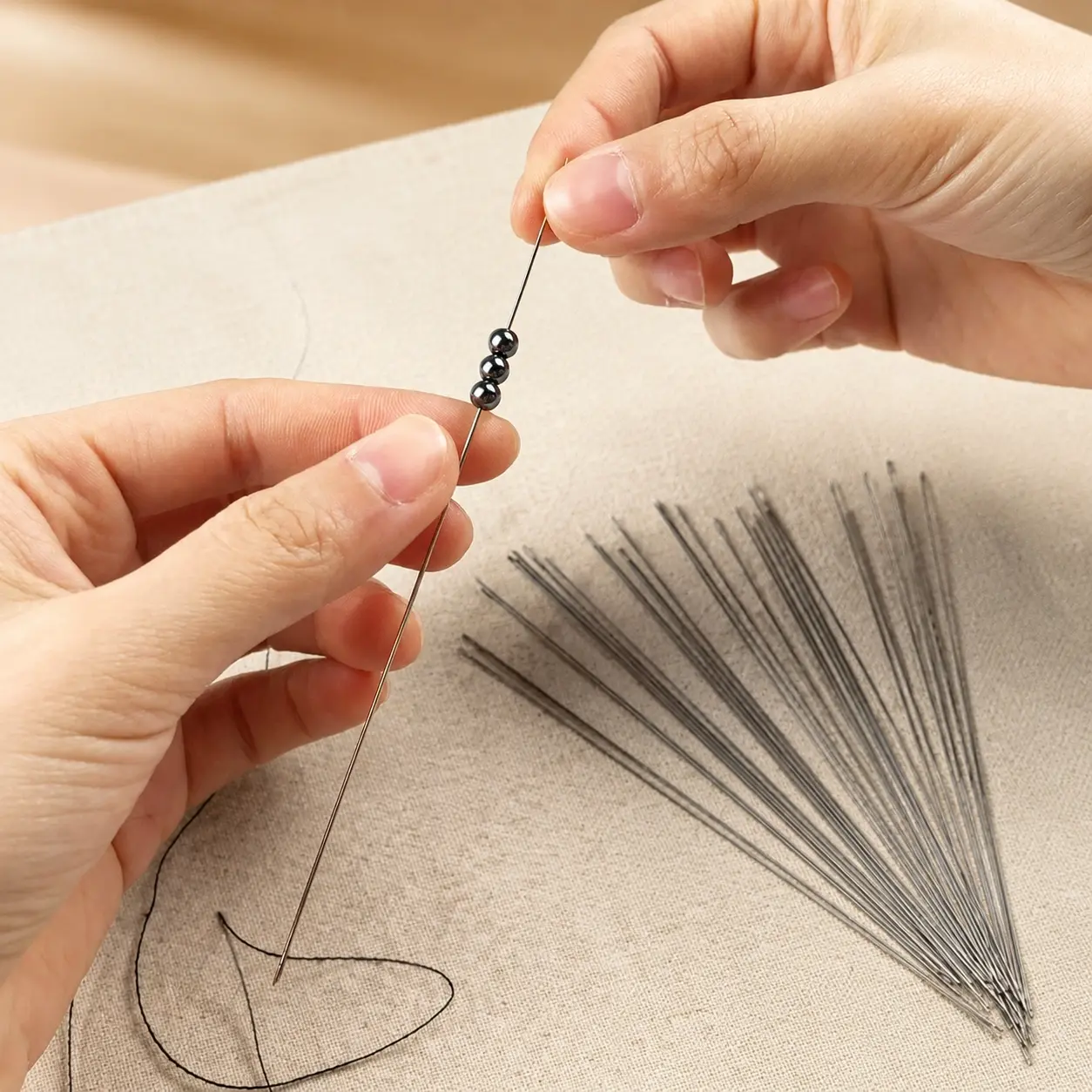 Stainless Steel Beading Needles Set, Large Eye Jewelry Making Tools for DIY Craft, Durable Anti-Rust Sewing Needles with Big Hole Design, Fit Fine & Thick Threads, Bead Stringing Supplies Kit