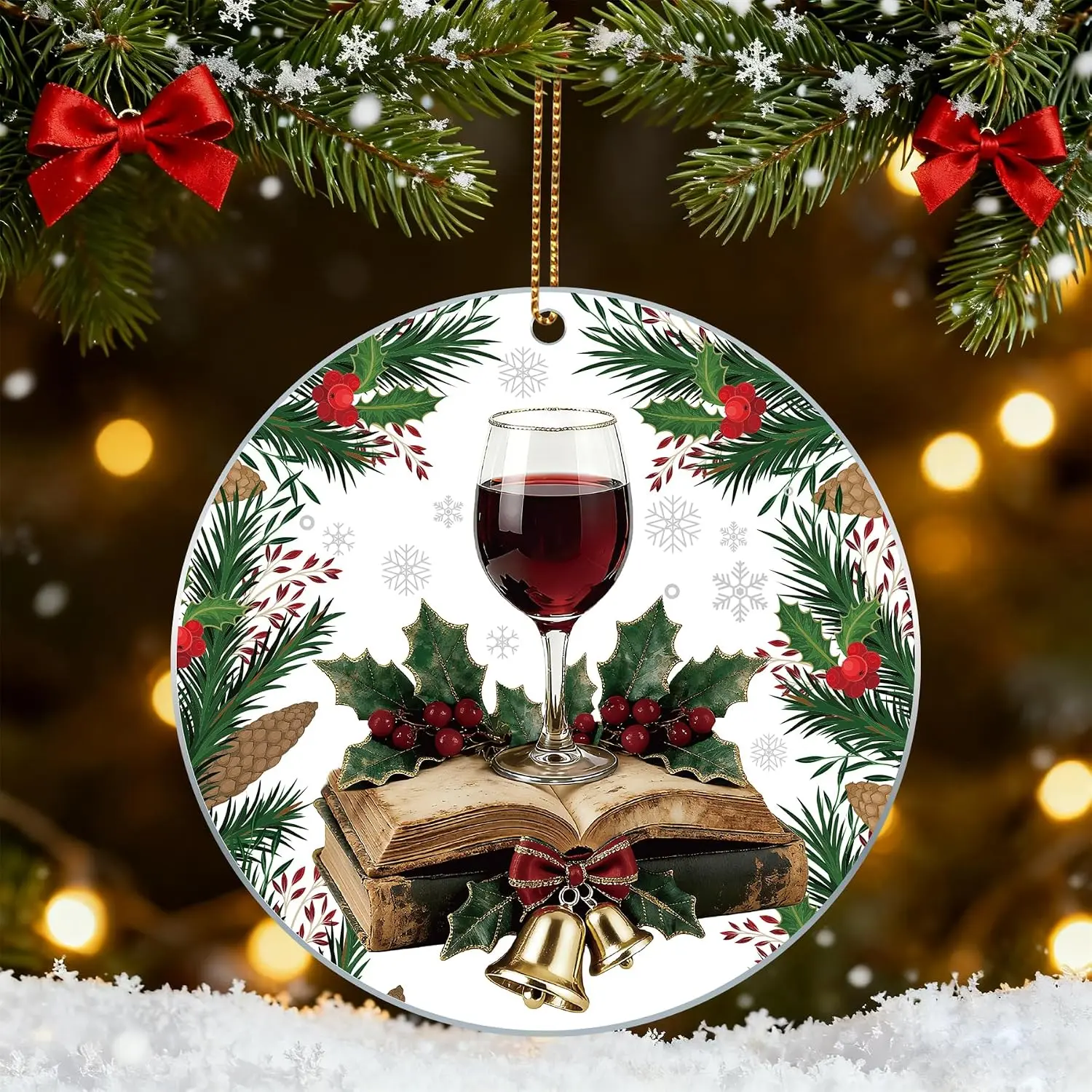 Christmas Ornament 2025, Funny  Cup for Christmas Tree Ornaments, Personalized 2D  Book Ornaments, Indoor Holiday Decor, Xmas Decor,  for  Lovers (Large 3.94 in)