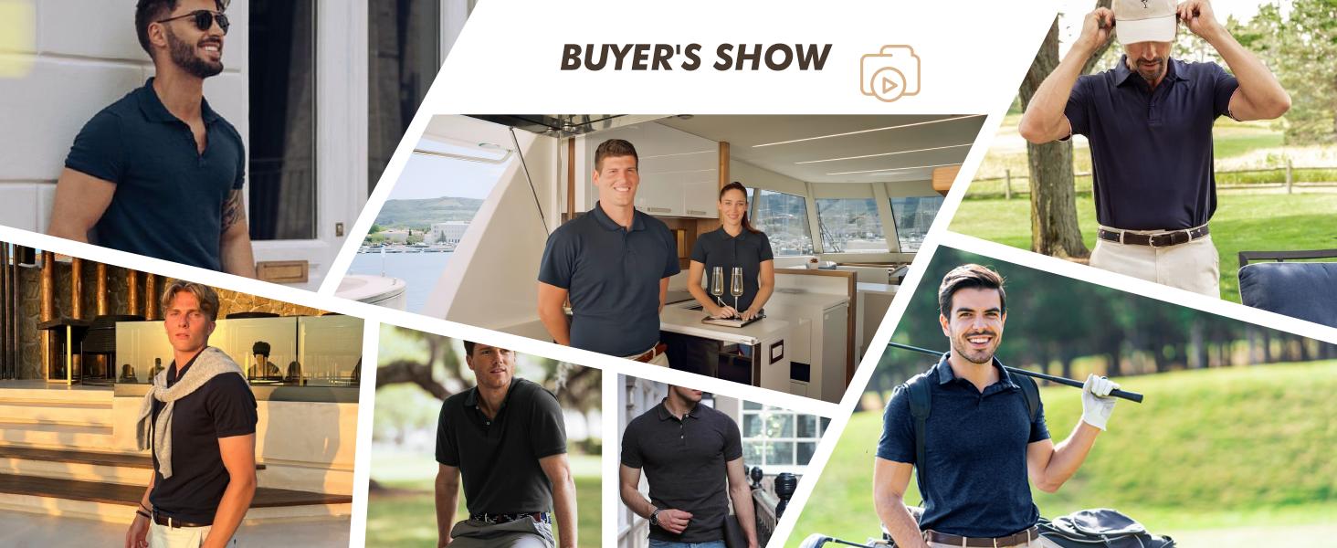 Polo Shirts for Men - Quick Dry Moisture Wicking Black Short Sleeve Performance Golf T Shirts for Casual Work Athletic