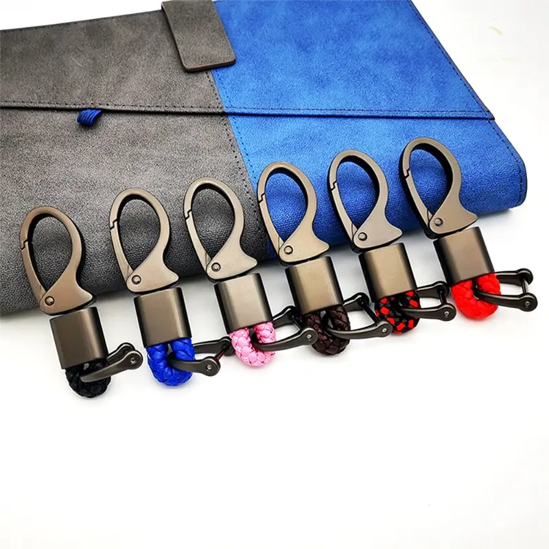 Car business keychain Laser pattern gift car woven leather rope keychain