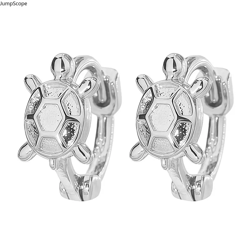Silver Plated 3D Cute Turtle Huggie Hoop Earrings For Women, Textured Tortoise Shell Lucky Wealth Small Click Clasp Minimalist Daily Stackable Ear Jewelry Gift For Her