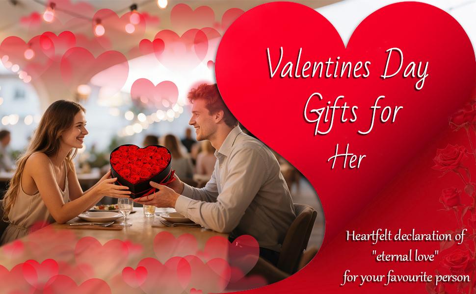 Preserved Roses Heart Shape Box Valentines Day Gifts for Her Mothers Day Forever Flowers (Red, 16 Roses)