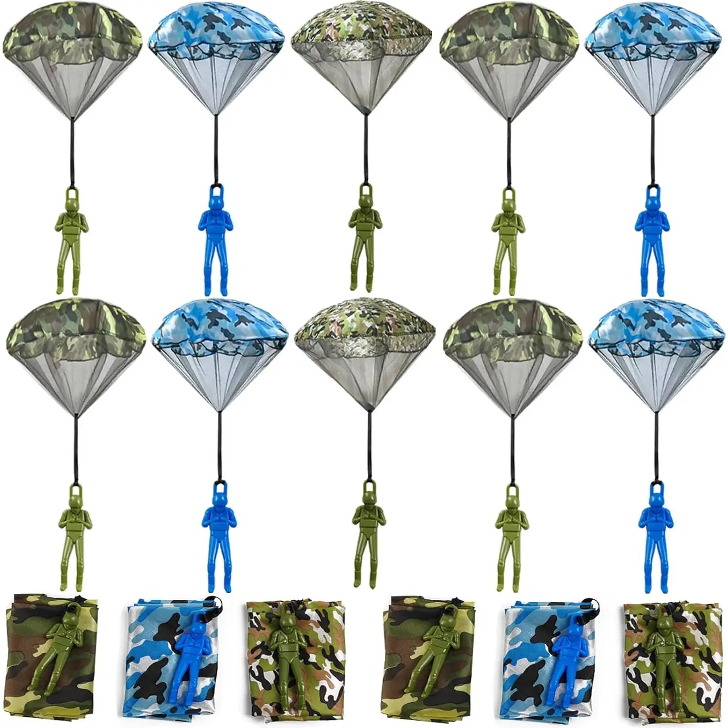 15PCS Army Camo Parachute Toys for Kids Hand Throwing Outdoor Games, Army Men Action Figures Tangle Free Throwing Parachute Outside Toys Gifts for Kid Ages 3-16fidget toys