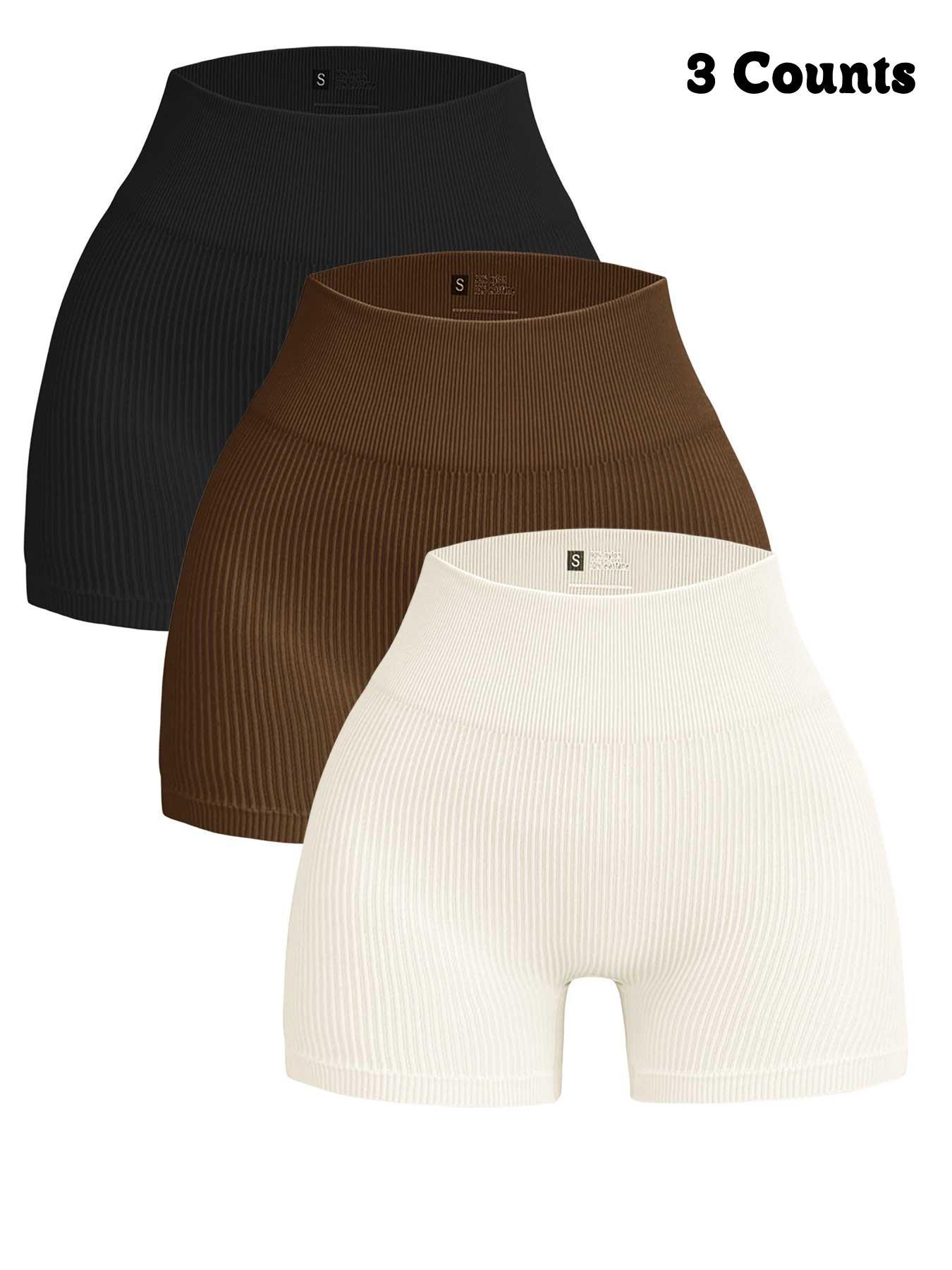 Women's Solid Color High Waist Ribbed Sports Shorts, High Stretch Comfortable Breathable Quick Drying Skinny Shorts for Yoga Gym Workout Running, Gym Exercise Activewear