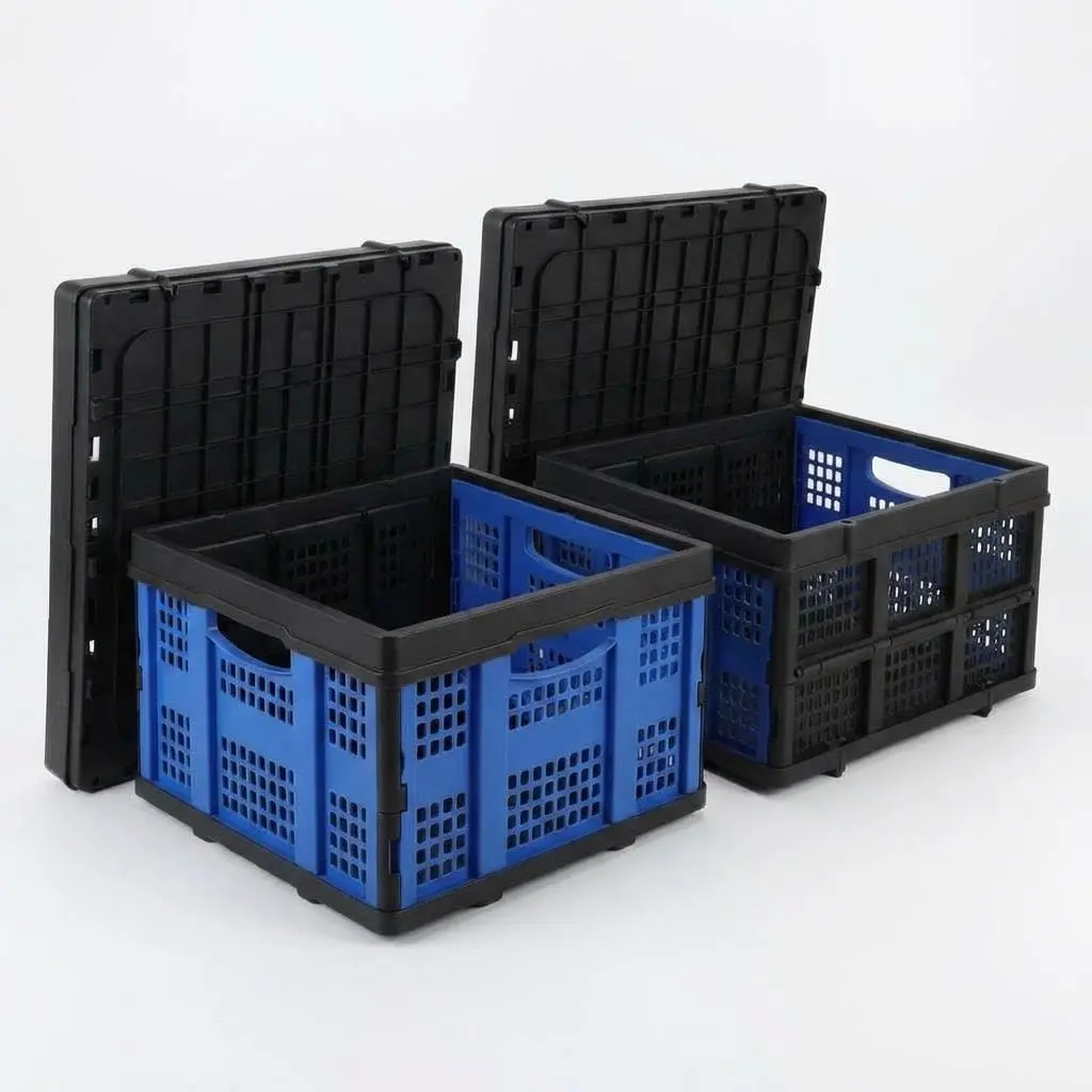 GAOMON Collapsible Heavy-Duty Plastic Storage Baskets, Stackable Lightweight Home Organiser Containers
