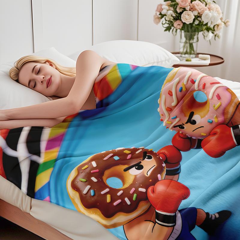 Donut Boxers Meme Blanket: The Viral Funny Food Fight Throw Blowing Up TikTok, Ultra Soft Plush Fleece Blanket Printed In USA For Donut Lovers & Meme Enthusiasts