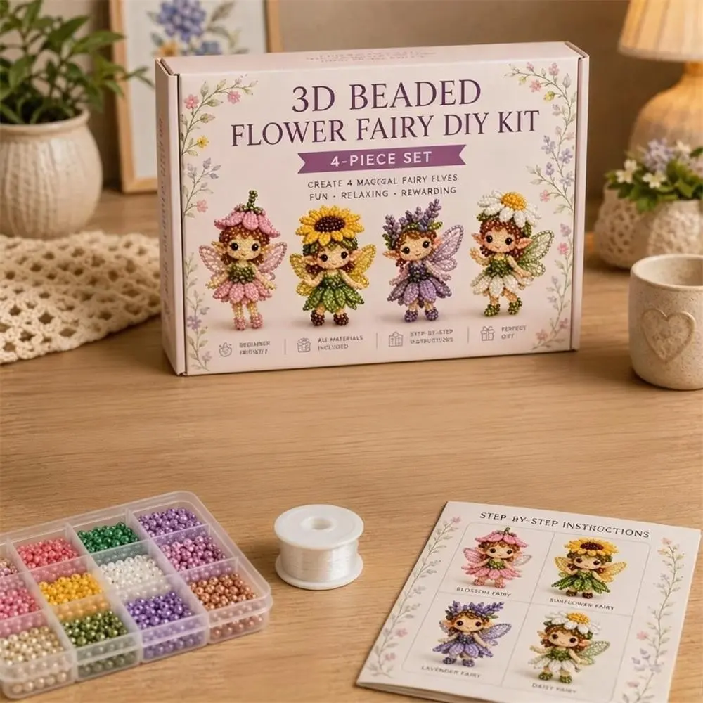 DIY 3D Bead Magic Elf Kit for Beginners, DIY Craft Set, Unique Room Decor, Beading Supplies, Includes Glass Beads and Pattern Guide, Creative Gift for Craft Enthusiasts