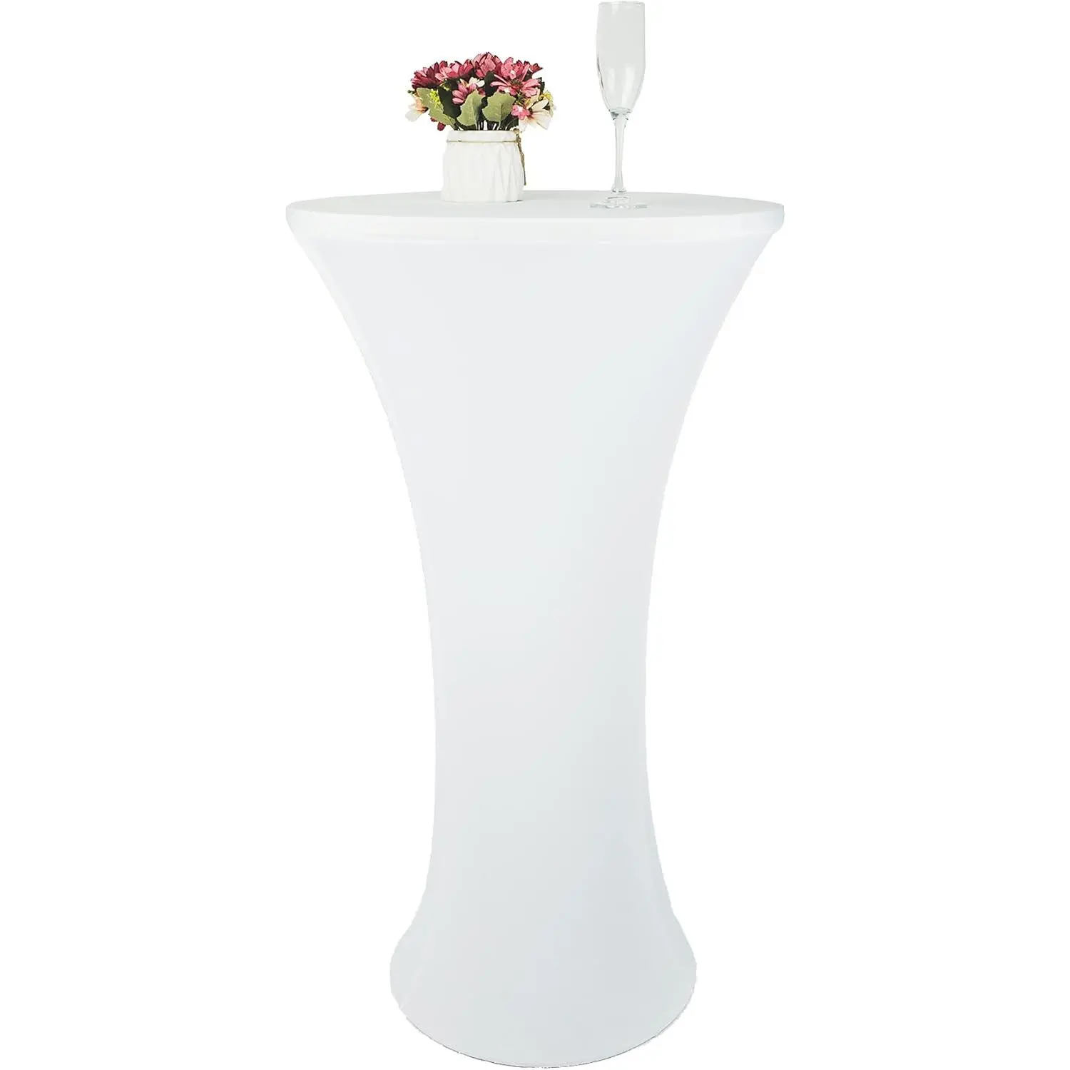 24x43 Inch White Spandex  Table Cloth Fitted Round Bar Table Streh Highboy  Table Covers for Banquet Outdoor Party Wedding Bar Round Bottom White